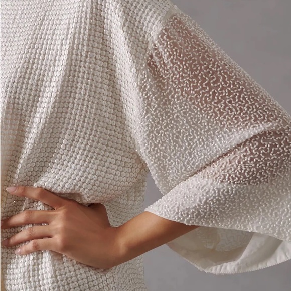 Brand New White Anthropologie Let Me Be Sequin Mini Dress Bridal Wedding Beaded - Picture 4 of 5